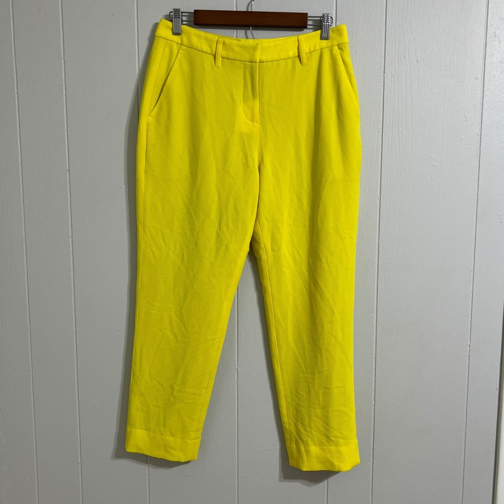 Wildfang Empower Slim Crop Crepe Yellow Pants Size 8